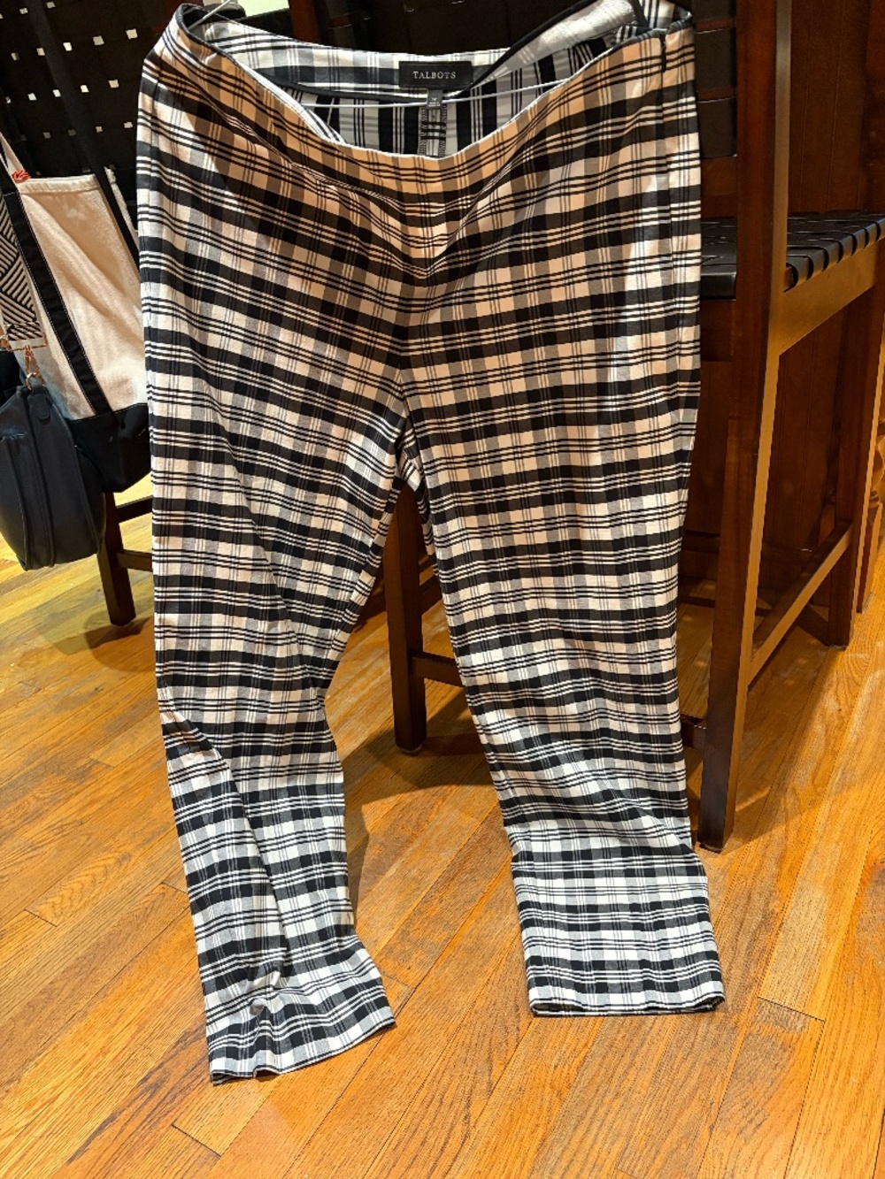 Talbot's Blk/Wht Plaid Tailored Pants Size 12